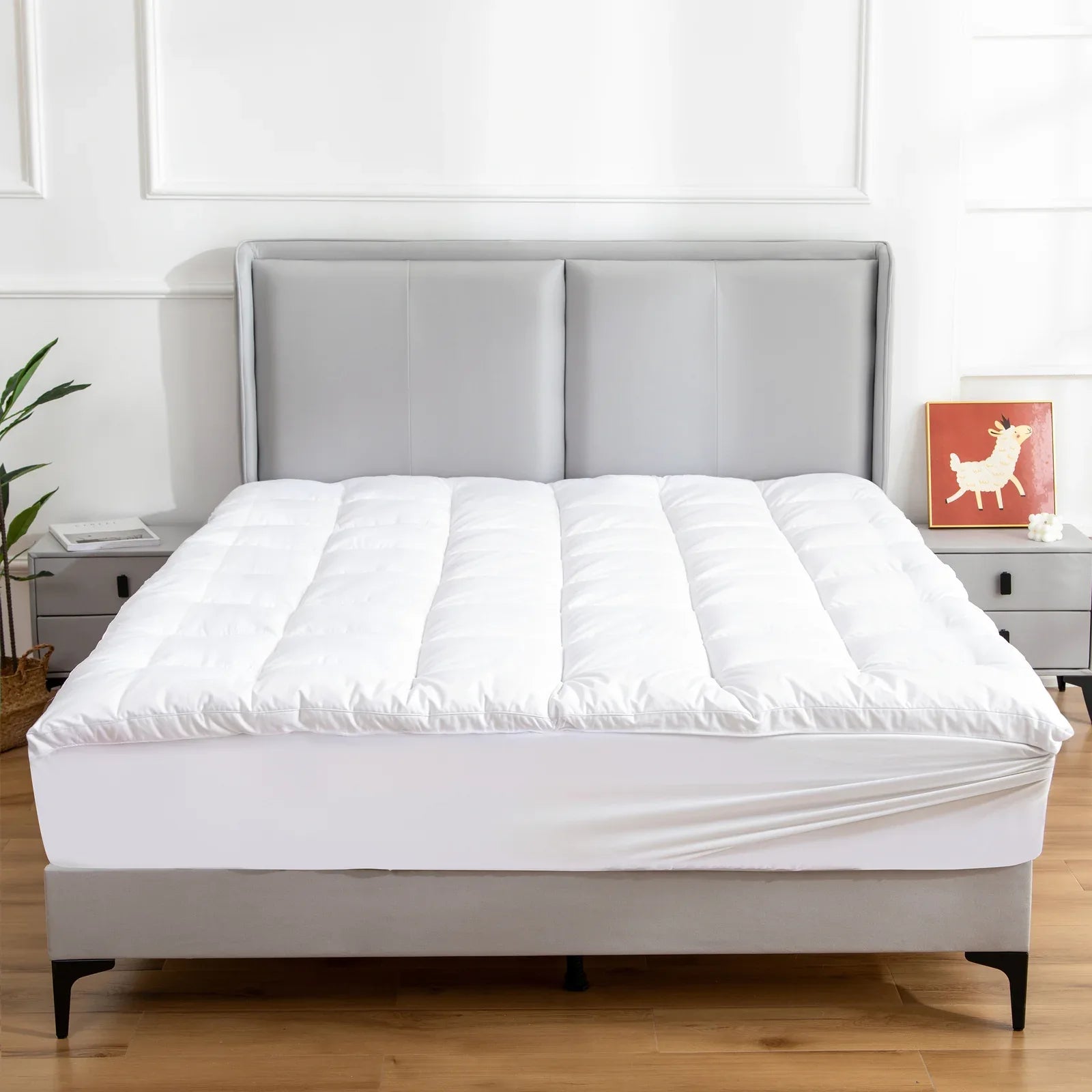 Hypoallergenic, Antibacterial w/ 100% Microfiber filling Mattress Topper - KING - Mekamart Australia