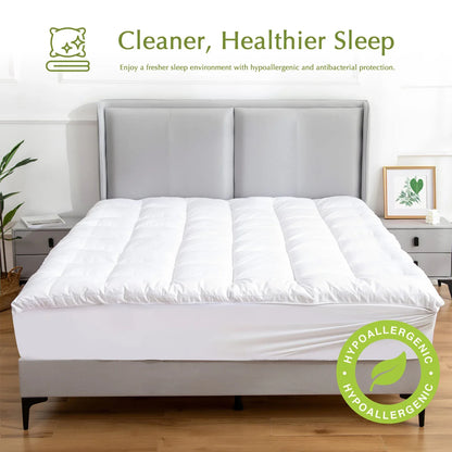 Hypoallergenic, Antibacterial w/ 100% Microfiber filling Mattress Topper - KING - Mekamart Australia