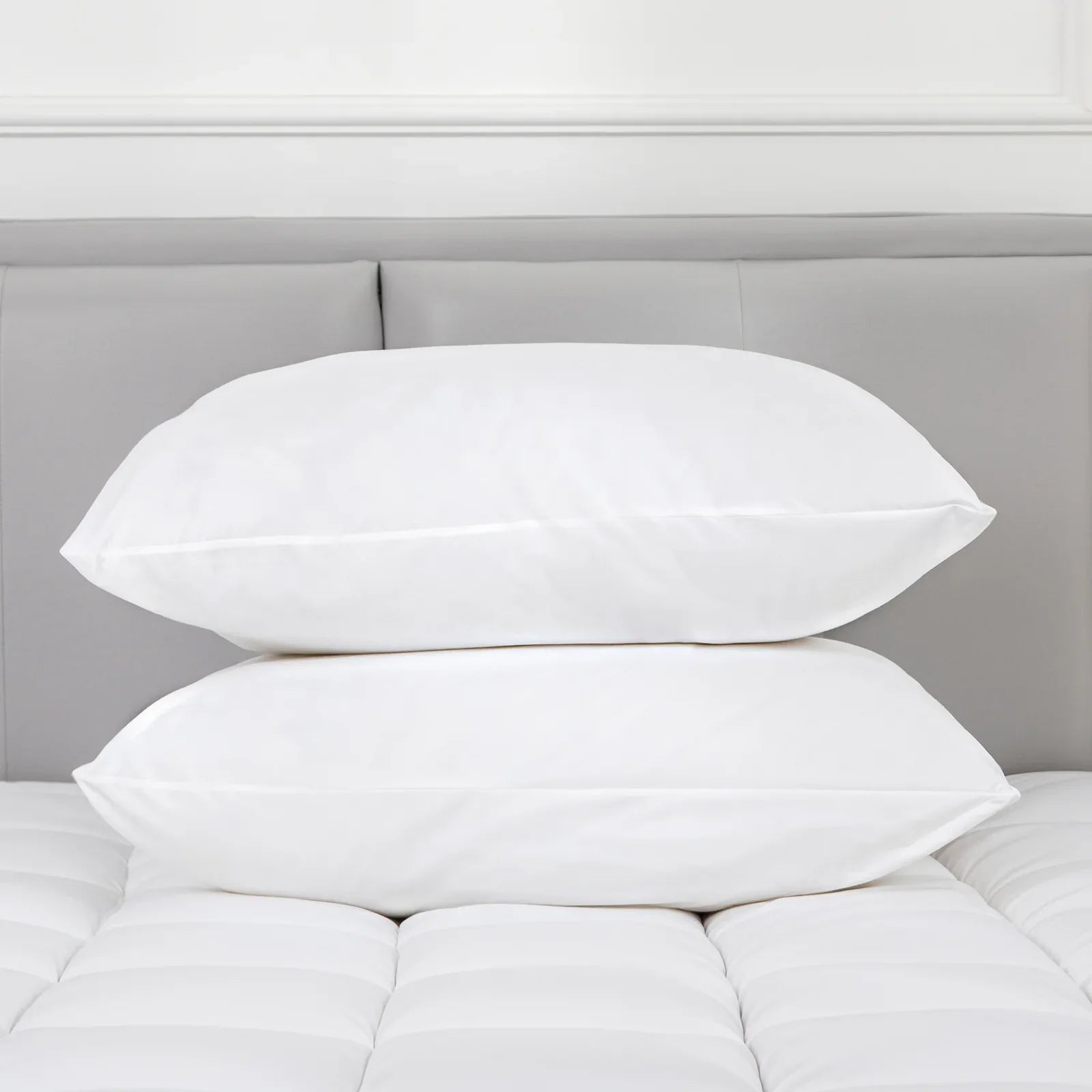 100 Percent Cotton Pillow Cover with 800g Poly Fill, Hypoallergenic, Antibacterial, and Cooling Technology 2 PK - Mekamart Australia