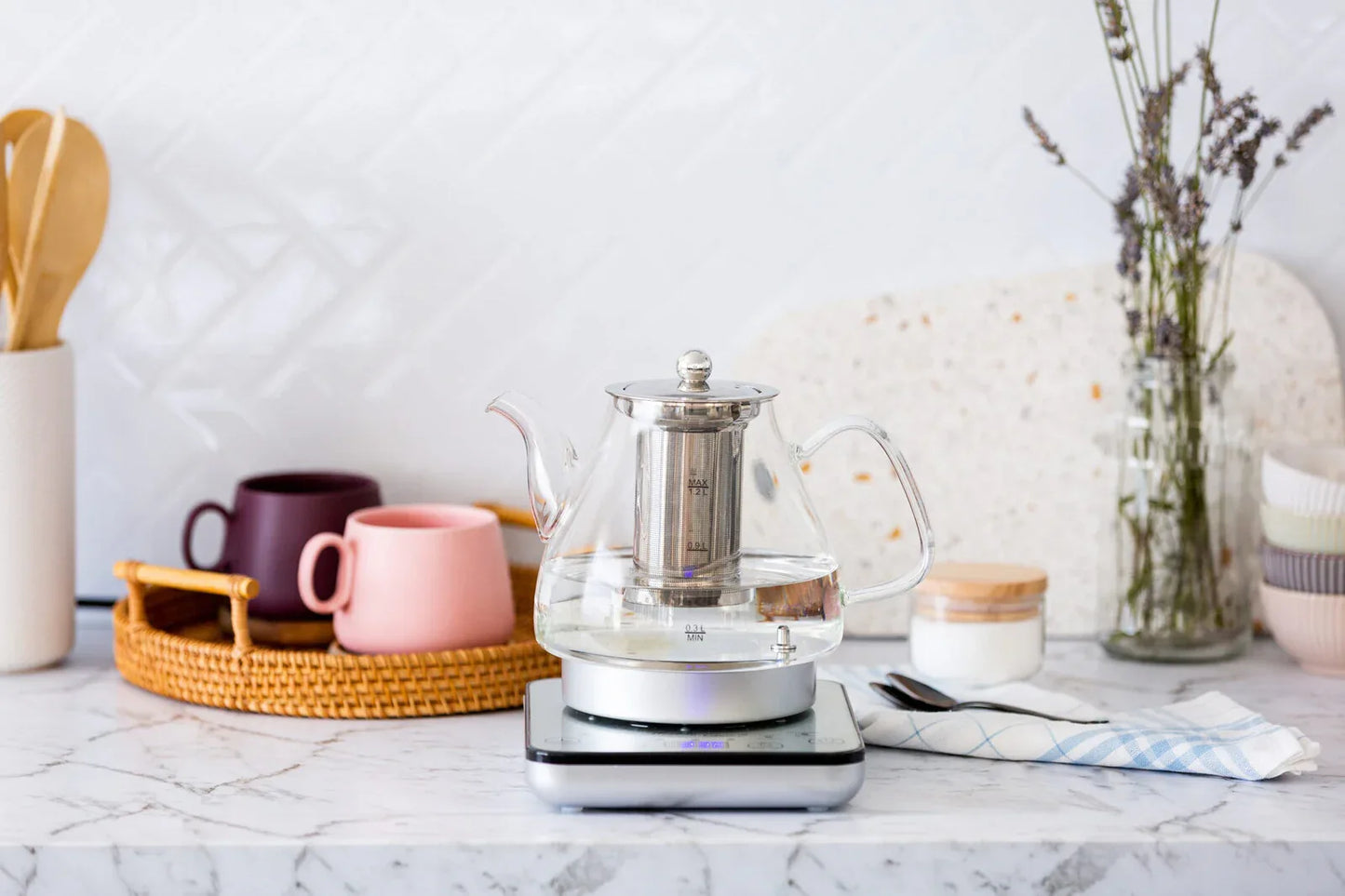 1.2L Digital Glass Kettle w/ Electric Tea Pot & Infuser 800W - Mekamart Australia
