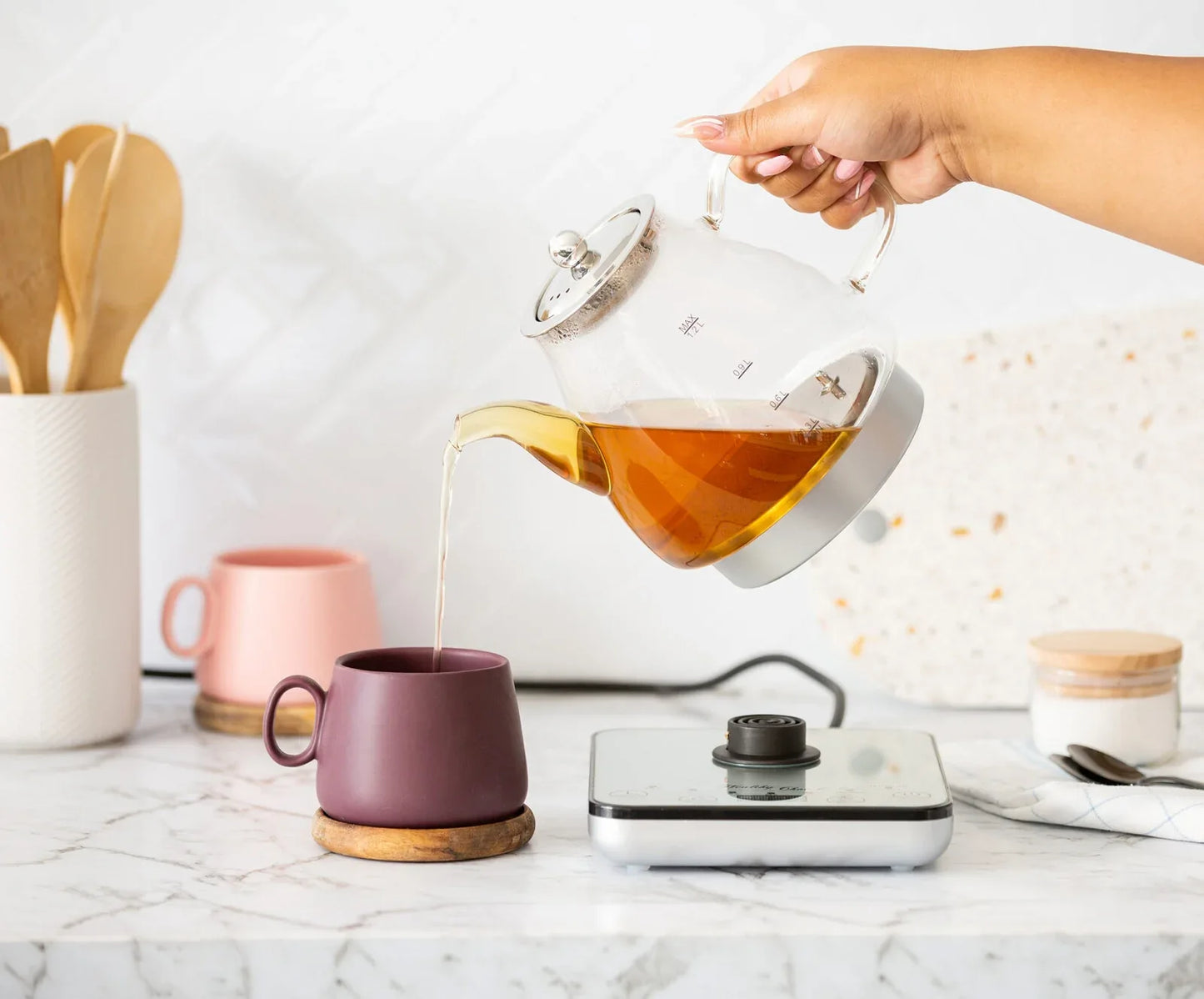 1.2L Digital Glass Kettle w/ Electric Tea Pot & Infuser 800W - Mekamart Australia