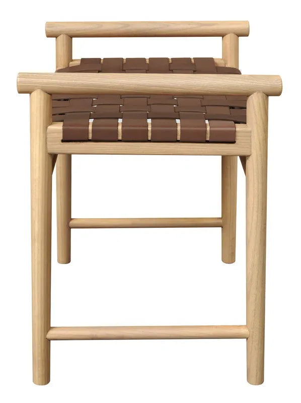 Elliot Single Seater Bench with Genuine Leather (Natural) - Mekamart Australia