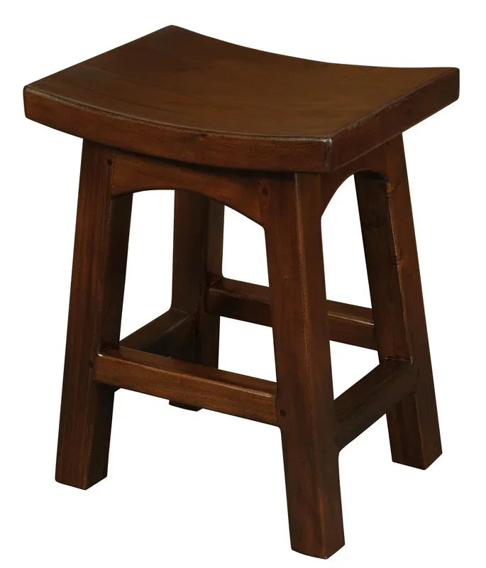 Tokyo Solid Mahogan Timber Footstool (Mahogany) - Mekamart Australia