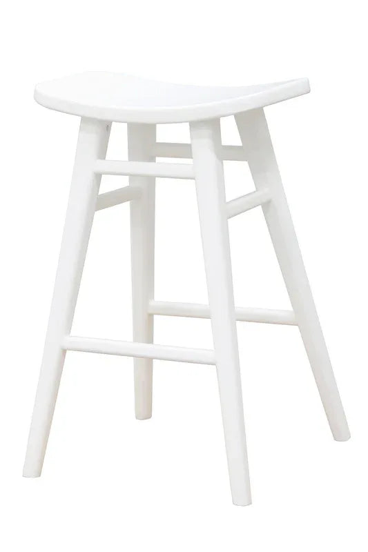 Aria Oval Solid Timber Counter Stool (White) - Mekamart Australia