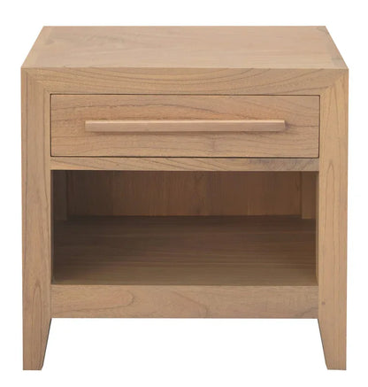 Dion 1-Drawer Solid Mindi Bedside Table (Natural) - Mekamart Australia