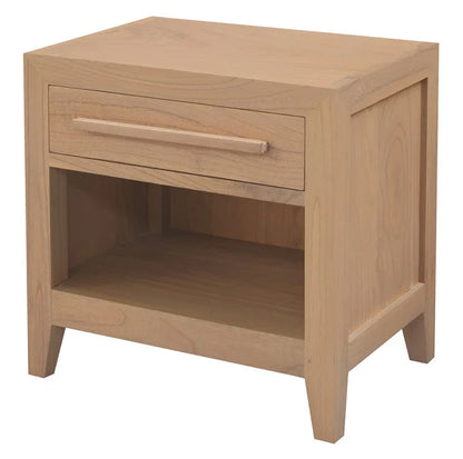 Dion 1-Drawer Solid Mindi Bedside Table (Natural) - Mekamart Australia
