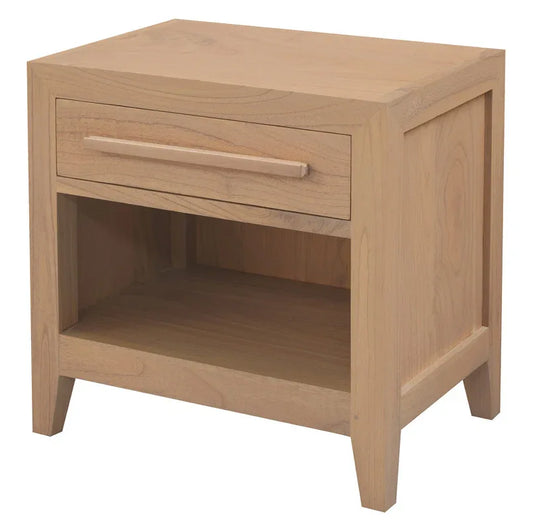 Dion 1-Drawer Solid Mindi Bedside Table (Natural) - Mekamart Australia