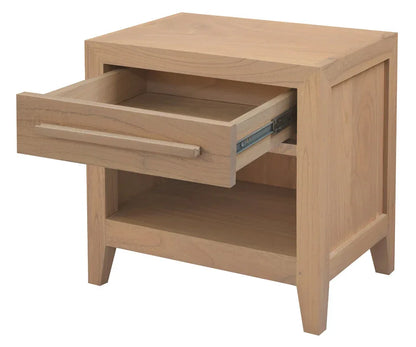 Dion 1-Drawer Solid Mindi Bedside Table (Natural) - Mekamart Australia