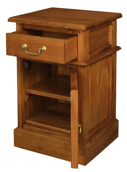 Tasmania 1 Solid Door 1 Drawer Bedside (Light Pecan) - Mekamart Australia