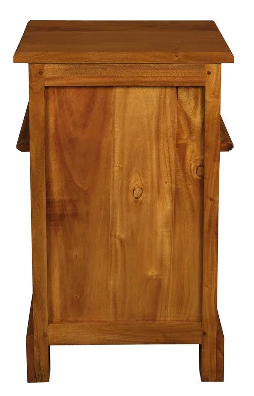 Tasmania 1 Solid Door 1 Drawer Bedside (Light Pecan) - Mekamart Australia
