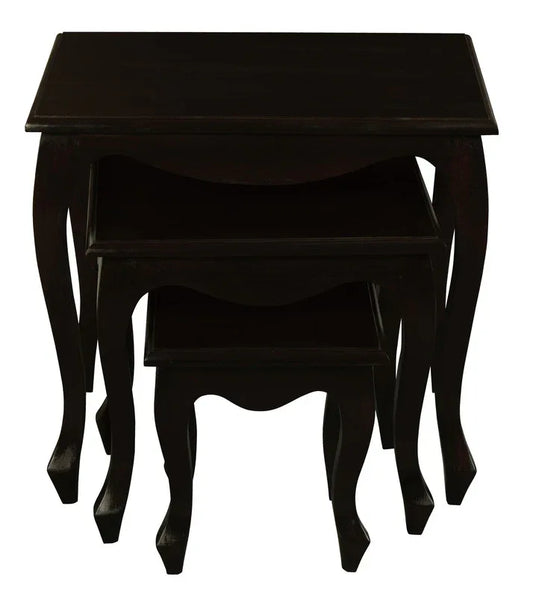 Queen Ann Nest of Table Set of 3 (Chocolate) - Mekamart Australia