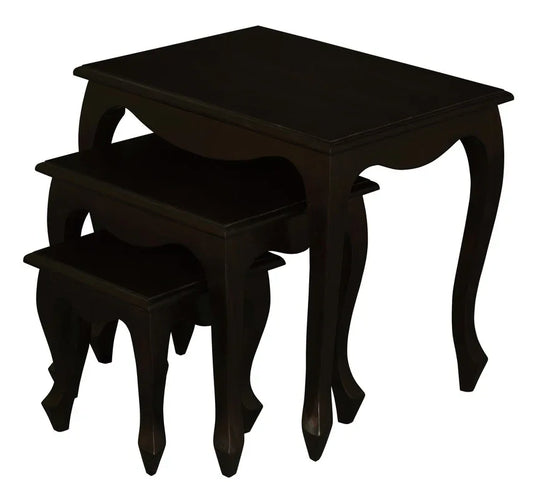 Queen Ann Nest of Table Set of 3 (Chocolate) - Mekamart Australia