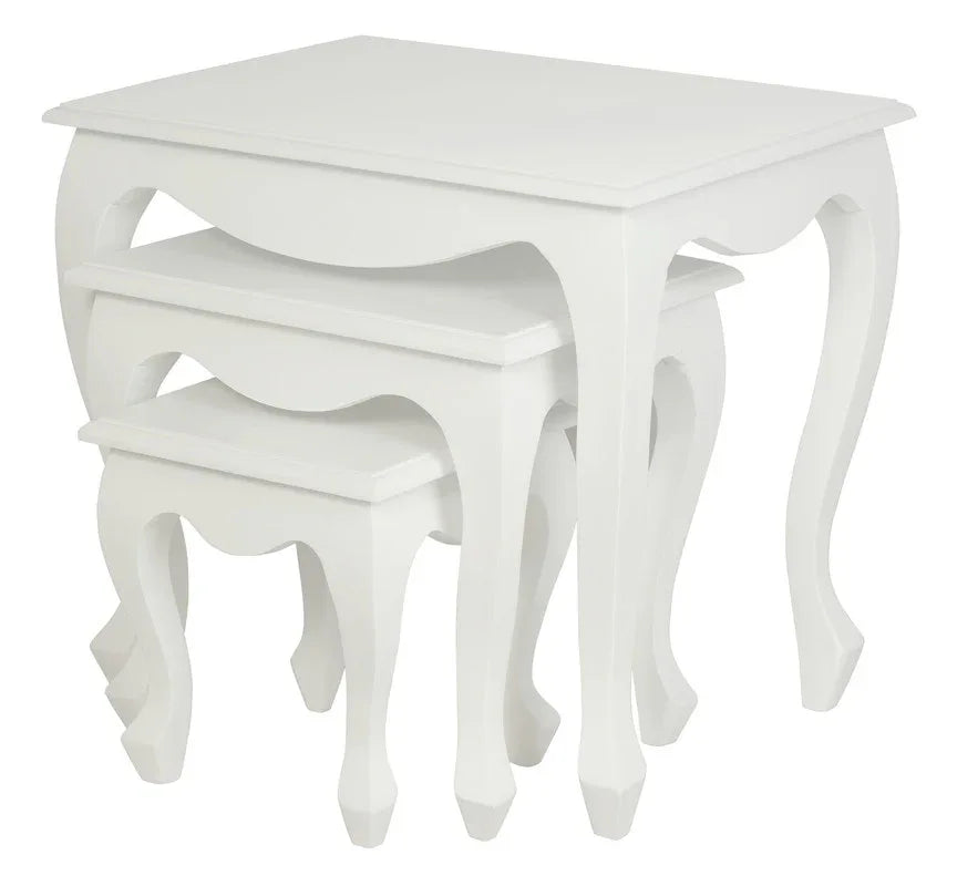 Queen Ann Nest of Table Set of 3 (White) - Mekamart Australia