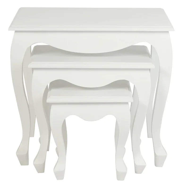 Queen Ann Nest of Table Set of 3 (White) - Mekamart Australia