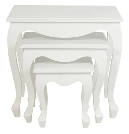 Queen Ann Nest of Table Set of 3 (White) - Mekamart Australia