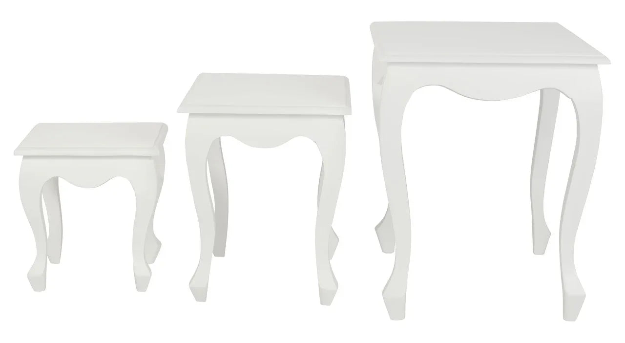 Queen Ann Nest of Table Set of 3 (White) - Mekamart Australia