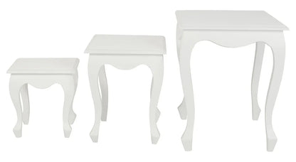 Queen Ann Nest of Table Set of 3 (White) - Mekamart Australia