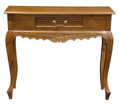 Jepara 1 Drawer Carved Sofa/Hall Table (Light Pecan) - Mekamart Australia