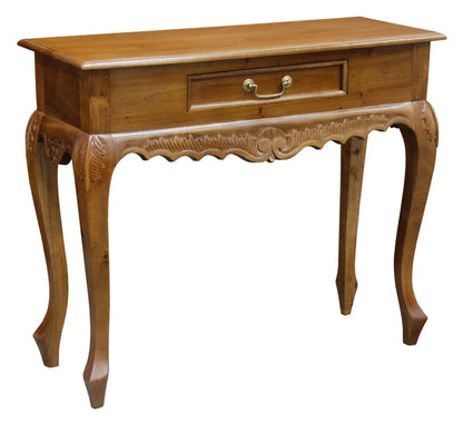Jepara 1 Drawer Carved Sofa/Hall Table (Light Pecan) - Mekamart Australia