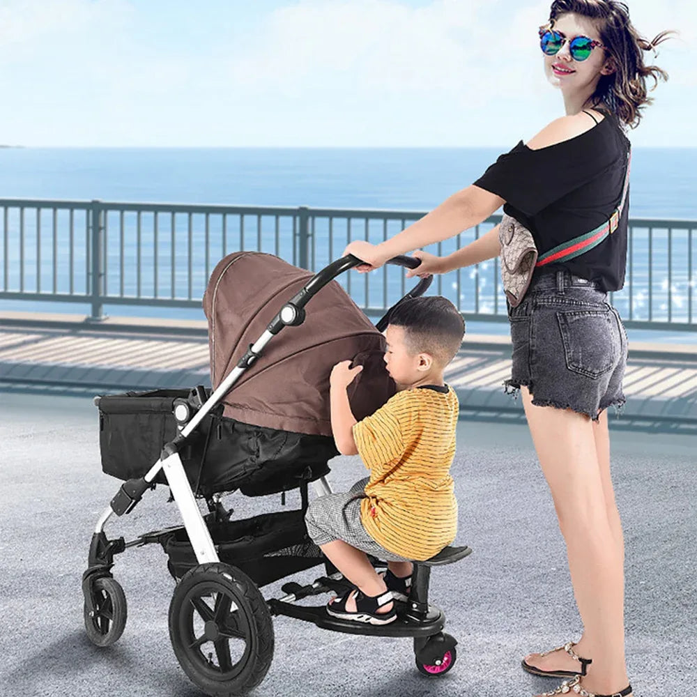 Stroller Step Board Toddler Buggys Wheel Standing Board Skateboard For Pram Kids Pink - Mekamart Australia