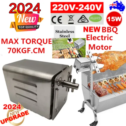 Electric BBQ Rotisserie Motor Spit Stainless Steel BBQ Campfire Motor AU Plug - Mekamart Australia