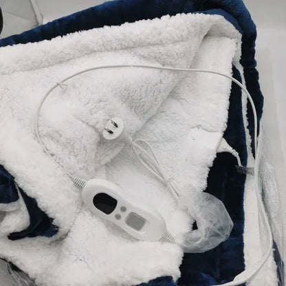 Double-side Flannel Heated Electric Throw Blanket Fast Heating Warm Washable Blue - Mekamart Australia