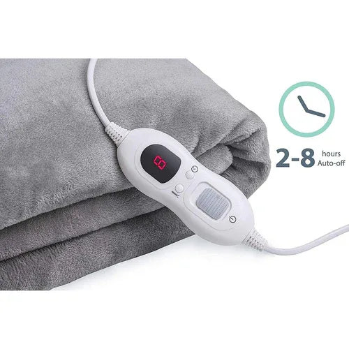 Double-side Flannel Heated Electric Throw Blanket Fast Heating Warm Washable gray - Mekamart Australia