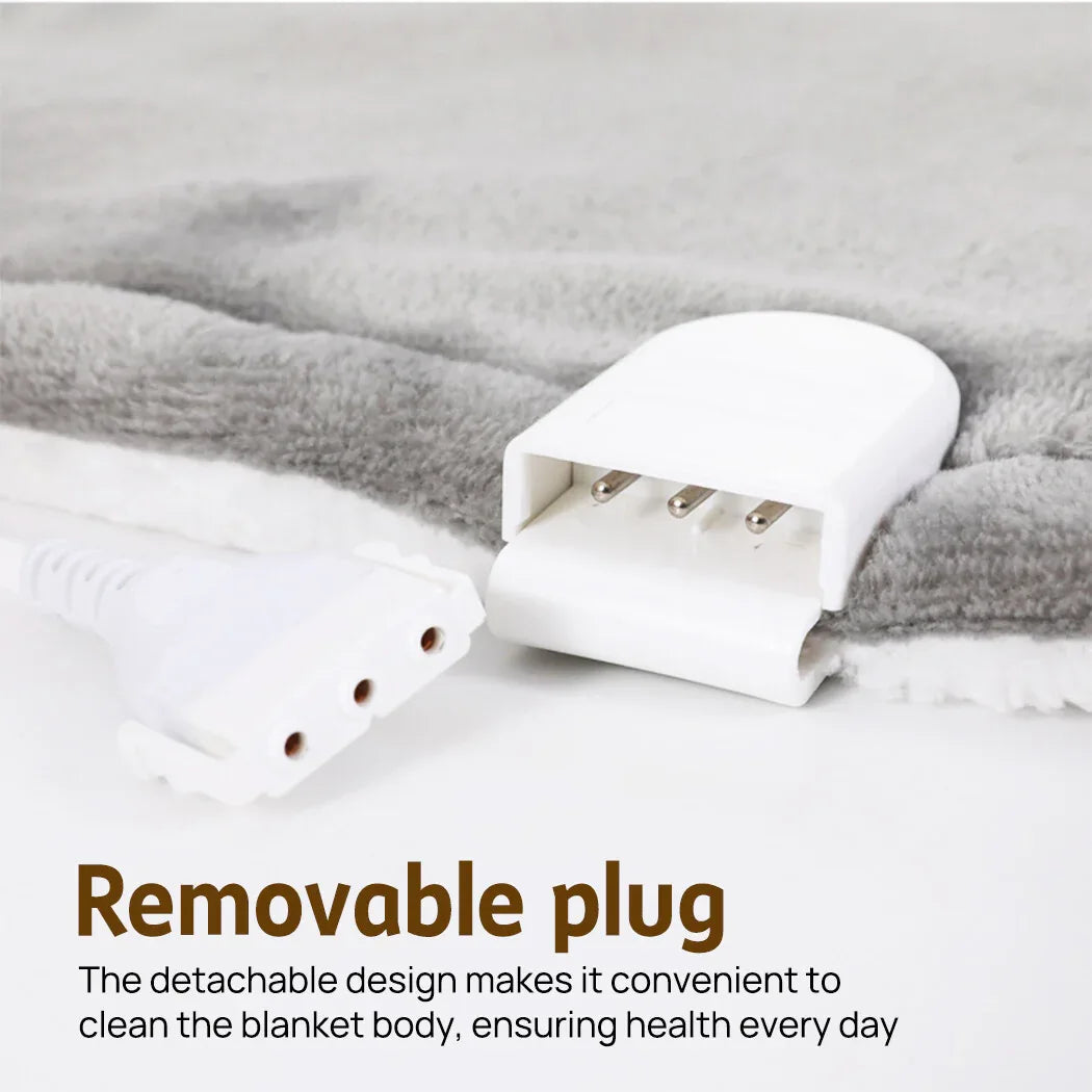 Double-side Flannel Heated Electric Throw Blanket Fast Heating Warm Washable gray - Mekamart Australia