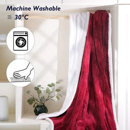 Double-side Flannel Heated Electric Throw Blanket Fast Heating Warm Washable red - Mekamart Australia
