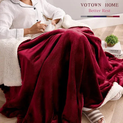 Double-side Flannel Heated Electric Throw Blanket Fast Heating Warm Washable red - Mekamart Australia