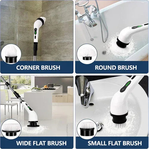 9in1 Electric Spin Scrubber Turbo Scrub Cleaning Brush Cordless Chargeable Tool - Mekamart Australia