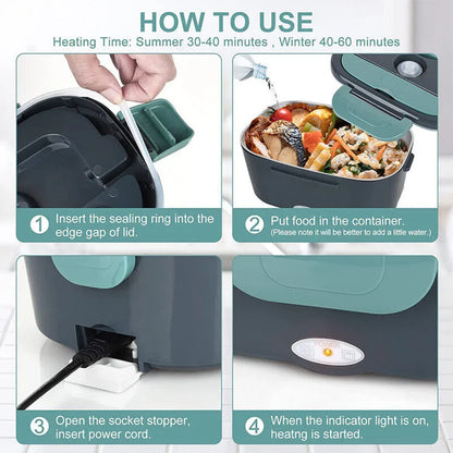 Electric Lunch Box Food Warmer Portable Leakproof Food Heater Car Home Picnic - Mekamart Australia