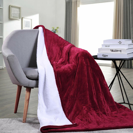 Double-side Flannel Heated Electric Throw Rug Blanket Fast Heating Warm Washable RED - Mekamart Australia
