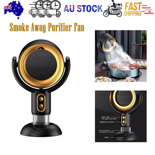 Portable Smoke Away Purifier Fan Smoke Fan for Indoor Cook Smoking with Filter GOLD - Mekamart Australia