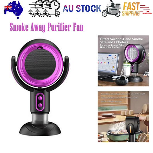Portable Smoke Away Purifier Fan Smoke Fan for Indoor Cook Smoking with Filter Purple - Mekamart Australia