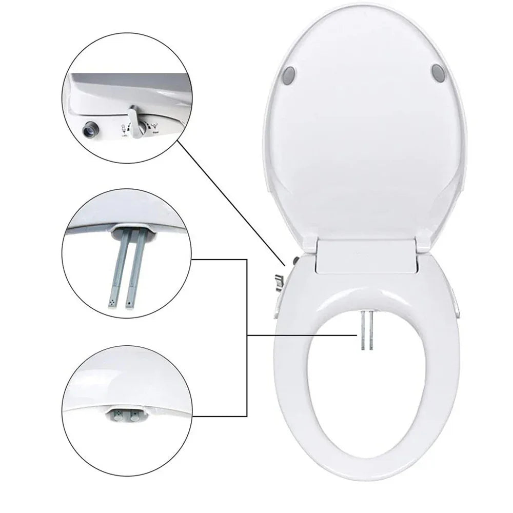 Non Electric Bidet Toilet Seat O Cover Bathroom Dual Nozzle Spray Water Wash - Mekamart Australia