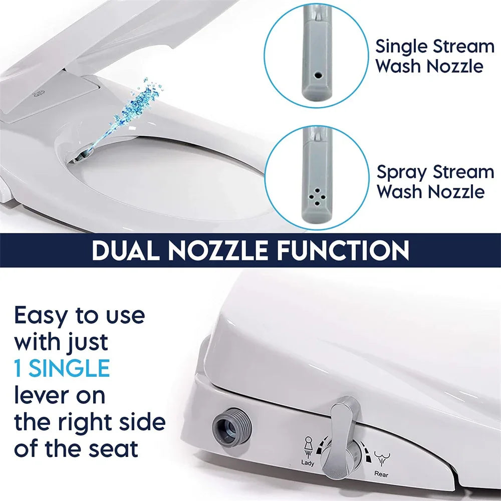Non Electric Bidet Toilet Seat O Cover Bathroom Dual Nozzle Spray Water Wash - Mekamart Australia