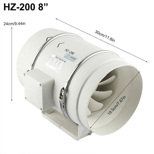 8" Inch Silent Extractor Fan Duct Hydroponic Inline Exhaust Vent Industrial - Mekamart Australia