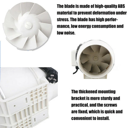 8" Inch Silent Extractor Fan Duct Hydroponic Inline Exhaust Vent Industrial - Mekamart Australia