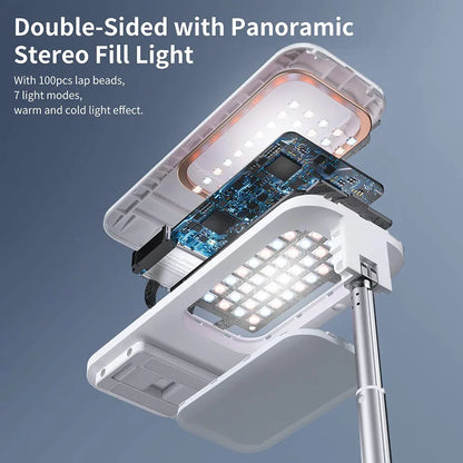 LED Portable Phone Holder Stand Wireless Remote Dimmable Selfie Fill Light Lamp White - Mekamart Australia