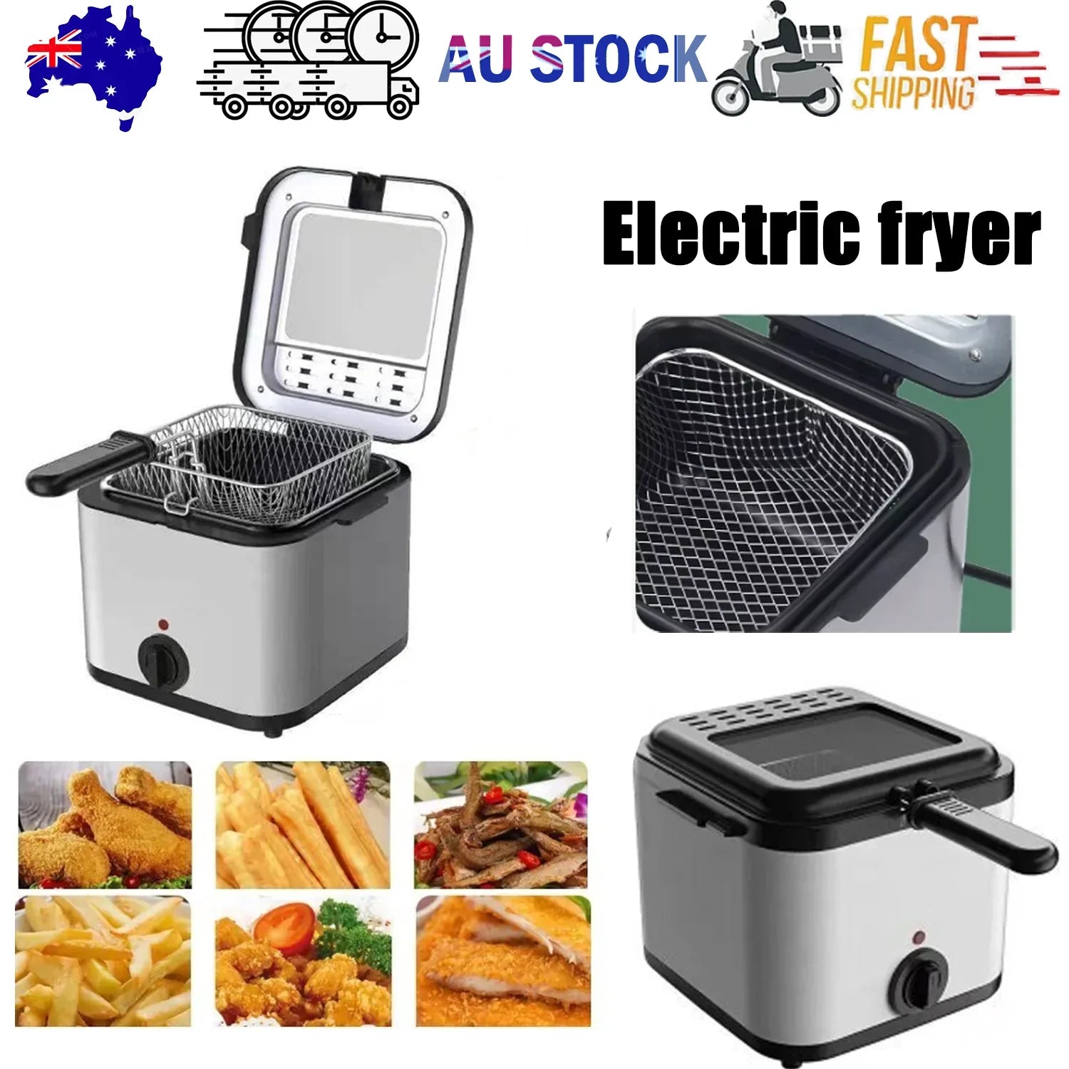 Electric Deep Fryer 2.5L French Frie Machine Oil Hot Pot Fried Chicken Grill - Mekamart Australia