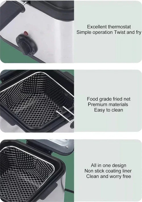 Electric Deep Fryer 2.5L French Frie Machine Oil Hot Pot Fried Chicken Grill - Mekamart Australia