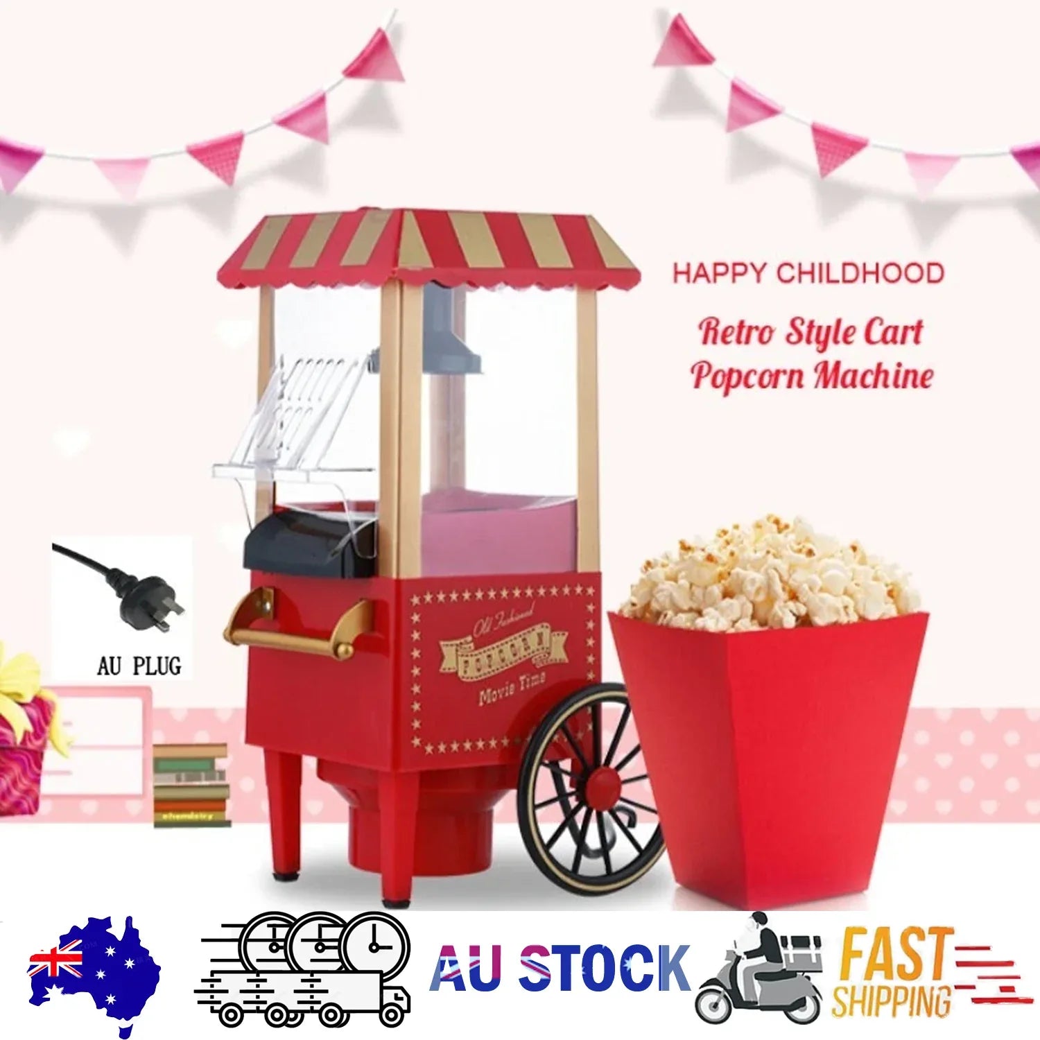 Electric Home Popcorn Machine Classic Car Corn Popper Maker For Kid Gift - Mekamart Australia