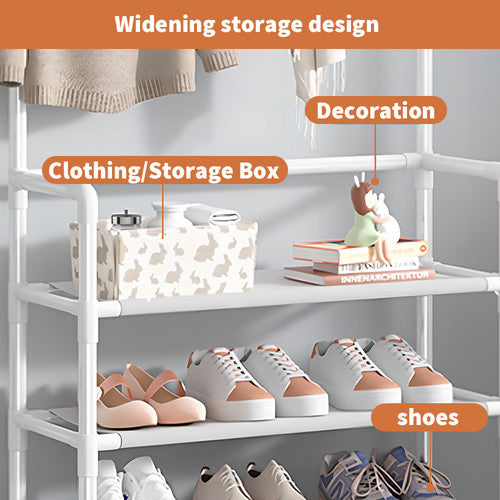 Shoe Rack Storage Cabinet Coat Hat Stand Metal Shelves 12 Pairs White 60CM