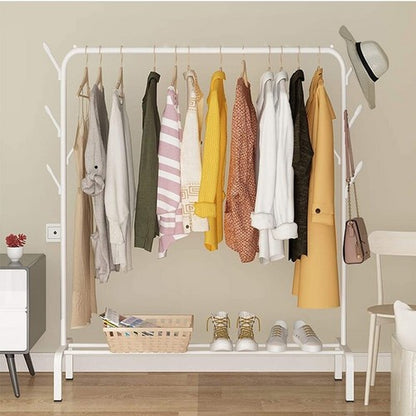 White Heavy Duty Clothes Rail Rack Hanging Garment Display Stand Shoe Storage Shelf