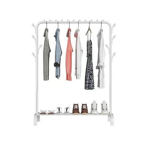 White Heavy Duty Clothes Rail Rack Hanging Garment Display Stand Shoe Storage Shelf