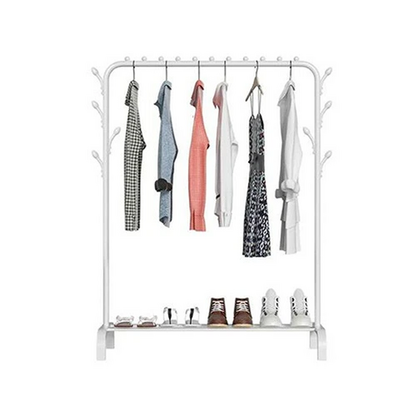 White Heavy Duty Clothes Rail Rack Hanging Garment Display Stand Shoe Storage Shelf