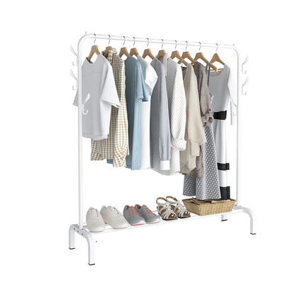 White Heavy Duty Clothes Rail Rack Hanging Garment Display Stand Shoe Storage Shelf