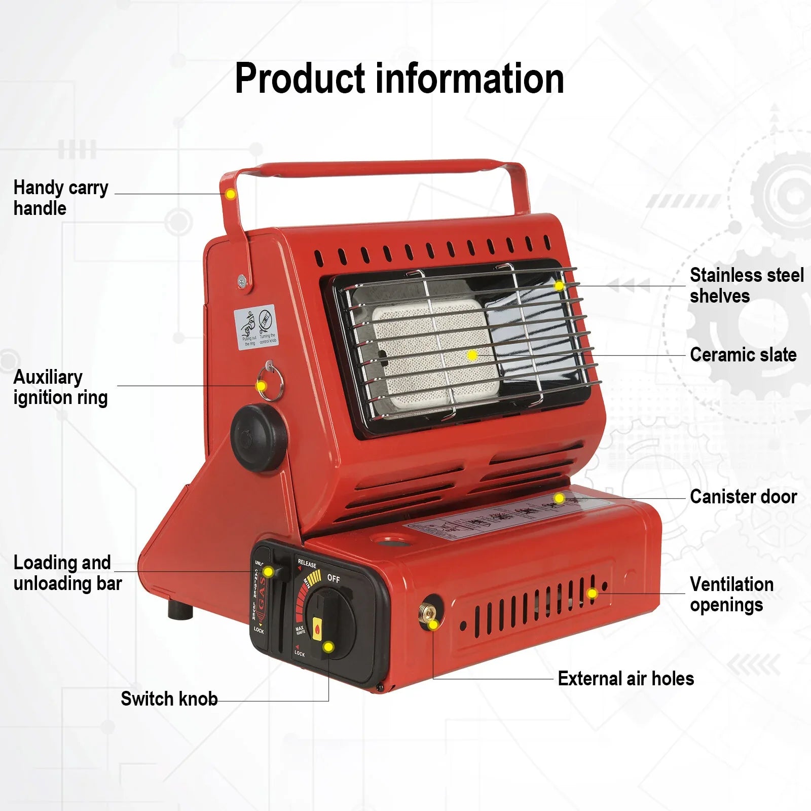 Portable Camping Gas Heater Outdoor Heating Stove Gas Baking Hunting Warmer AU RED - Mekamart Australia
