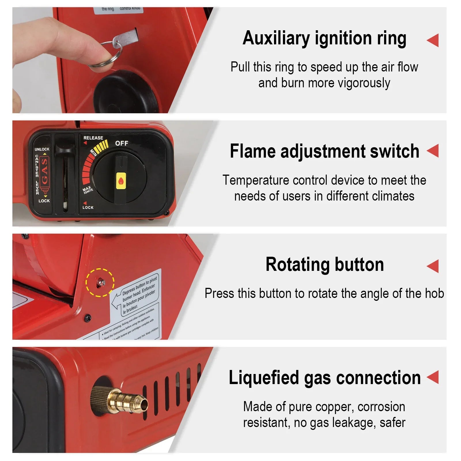 Portable Camping Gas Heater Outdoor Heating Stove Gas Baking Hunting Warmer AU RED - Mekamart Australia